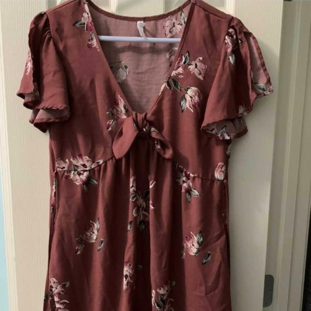 Maroon floral dress